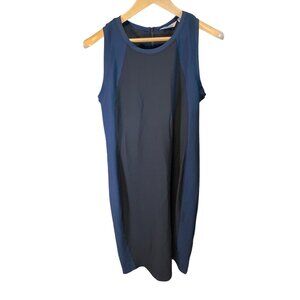 Athleta Blue Black Sleeveless Racerback Shift Dress Sz L